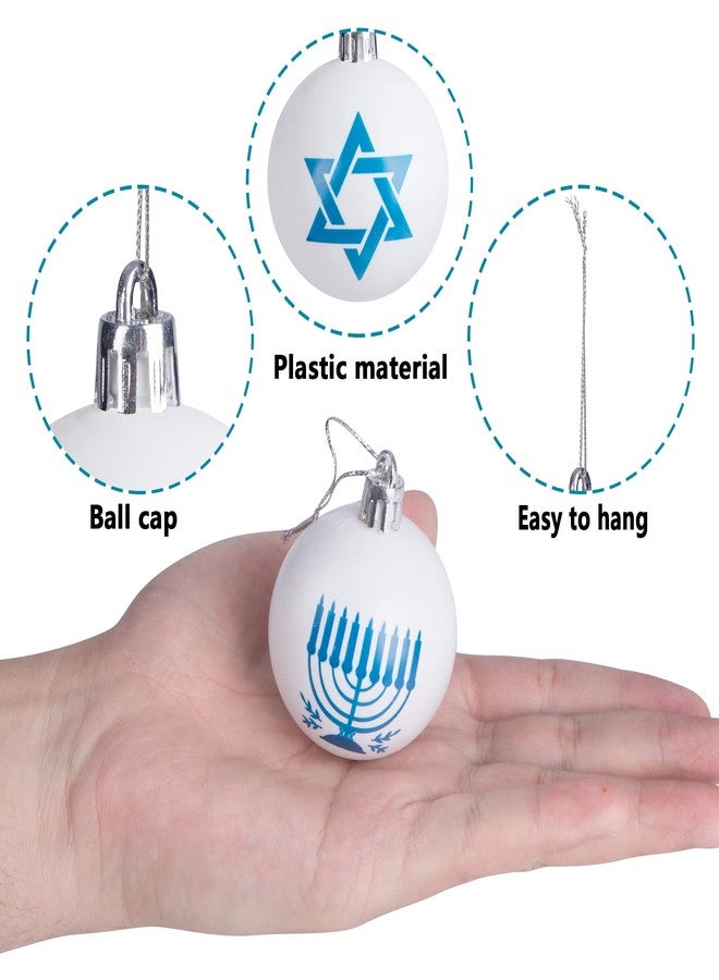 LFUTARI 12pcs 2 inch Hanukkah Ball Ornaments,Star of David Hanukkah Ornament Balls,White and Blue Jewish Menorah Ornaments for Tree Decorations (Blue) - Image 3